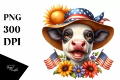 Patriotic Cow| Sun Flower | Clipart Product Image 1