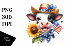Patriotic Cow| Sun Flower | Clipart Product Image 1