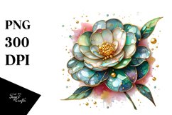 Abstract Shiny Camellia Watercolor Splash | Sublimation Product Image 1
