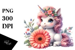 Cute Baby Unicorn Gerbera | Clipart Product Image 1