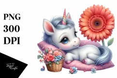 Cute Baby Unicorn Gerbera | Clipart Product Image 3