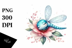 Colorful Baby Dragonfly Sleeping Flower | Clipart Product Image 3