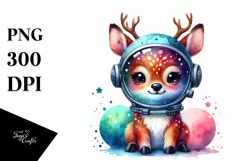 Colorful Cute Deer Astronaut | Sublimation Clipart Product Image 3