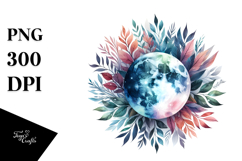 Vibrant Abstract Moon and Foliage Product Image 1