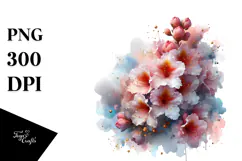 Glossy Rhododendron Watercolor PNG Product Image 1