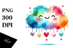 Colorful Smile Cloud with Hearts, PNG Product Image 1