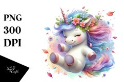 Colorful Baby Unicorn Tumbling with Spring Petals Product Image 1