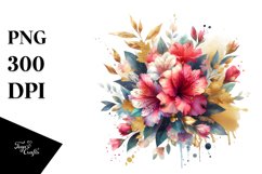 Vibrant Bouquet with Azalea and Gold Foil | Sublimation Product Image 3