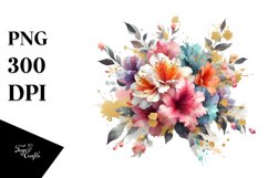 Vibrant Bouquet with Azalea and Gold Foil | Sublimation Product Image 1