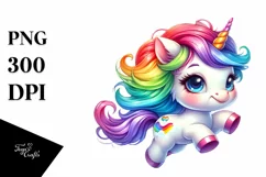 Cute Baby Running Unicorn PNG Product Image 3