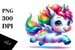 Cute Baby Running Unicorn PNG Product Image 3