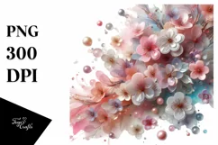 Metallic Cherry Blossom Watercolor Clipart Product Image 1