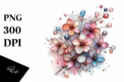 Metallic Cherry Blossom Watercolor Clipart Product Image 3