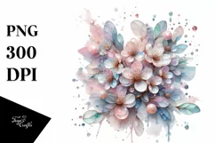 Metallic Cherry Blossom Watercolor Clipart Product Image 1