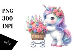 Cute Baby Unicorn with Flowers | Sublimation | Clipart Product Image 3