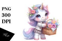 Cute Baby Unicorn with Flowers | Sublimation | Clipart Product Image 3