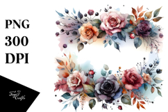 Colorful Abstract Frame with Small Black Roses | Sublimation Product Image 1