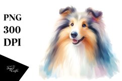 Watercolor Cute Pastel Collie Sublimation Clipart Product Image 1