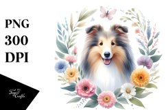 Watercolor Cute Pastel Collie Sublimation Clipart Product Image 1