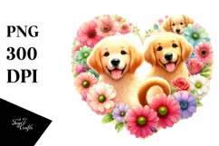 Golden Retriever with Heart PNG Product Image 1