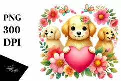 Golden Retriever with Heart PNG Product Image 1