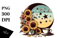 Retro Colorful Half Moon with Hanging Stars, Transparent PNG Product Image 1