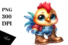 Goofy-Eyed Baby Rooster with Oversized Boots PNG Product Image 1