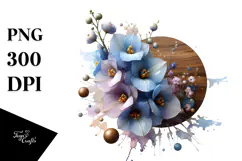 Glossy Delphinium with Golden Insertions PNG Product Image 1