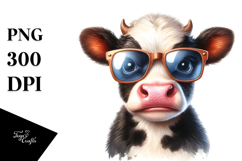 Cow with Funny Sunglasses PNG Product Image 1