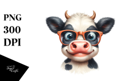 Cow with Funny Sunglasses PNG Product Image 1