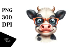 Cow with Funny Sunglasses PNG Product Image 1