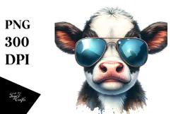 Cow with Funny Sunglasses PNG Product Image 1