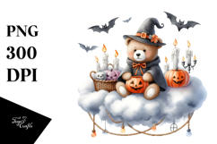 Bear Dressed for Halloween on Cloud PNG Product Image 1