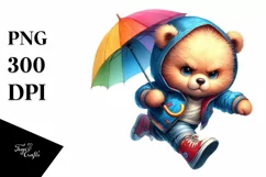 Expressive Baby Bear with Aggressive Haircut PNG Product Image 1