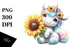 Colorful Unicorn with Sunflower | Clipart Product Image 3