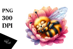 Vibrant Baby Bee Sleeping in a Flower's Petals Product Image 1