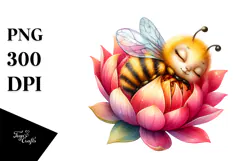 Vibrant Baby Bee Sleeping in a Flower's Petals Product Image 1