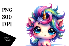 Vibrant Drawing of Cute Unicorn with Floral Wreath Product Image 1
