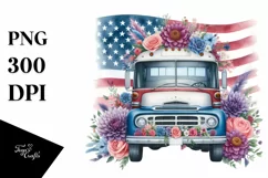Watercolor Bus USA Flag | Sublimation | Clipart Product Image 3