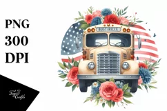 Watercolor Bus USA Flag | Sublimation | Clipart Product Image 3