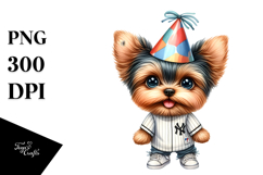 Cute Yorkshire Terrier in Party Hat | Sublimation Clipart Product Image 1