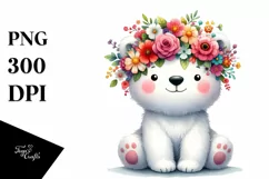 Colorful Polar Bear with Flower Crown PNG Product Image 3