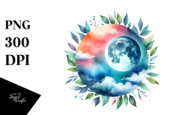 Vibrant Moon and Foliage with Clouds Product Image 1