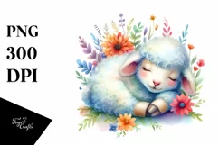 Colorful Watercolor Whimsical Lamb Clipart Product Image 3