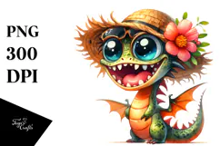 Dragon with Big Eyes | Watercolor Clipart Product Image 1