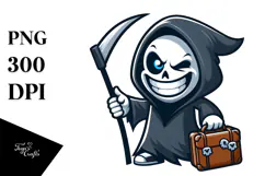 Aggressive Cartoon Reaper with Suitcase PNG Product Image 1