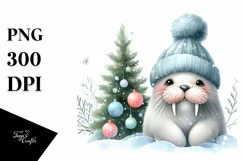 Cute Baby Walrus Christmas Tree PNG Product Image 3