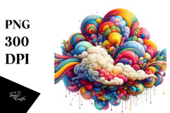 Colorful Whimsical Vibrant Cloud, Transparent PNG Product Image 1