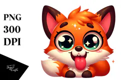 Excited Fox with Tongue-Out PNG Product Image 1