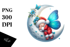 Whimsical Butterfly Sleeping on the Moon | Clipart Product Image 1
